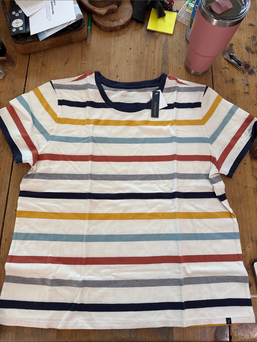 NWT Pendleton Women’s XL Deschutes Stripe Tee Multi Color Crewneck